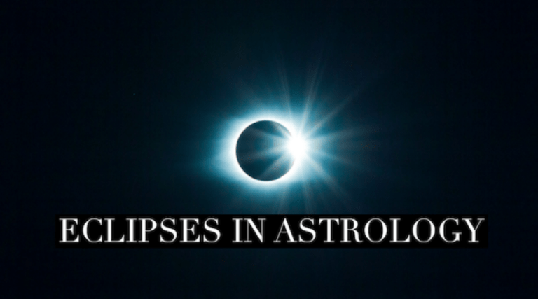 Solar eclipse with a bright halo, illustrating the theme "Eclipses in Astrology."