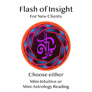 Promotional graphic for new clients offering a choice between Mini-Intuitive or Mini-Astrology readings